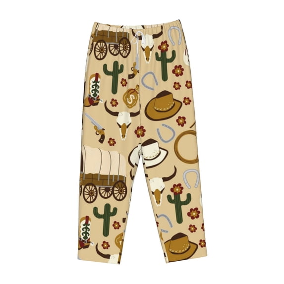 Lsque Wild West Cowboy Print Women's Pajama Pants, Lounge Pant - Comfortable Home Wear,Elastic Waistband, Stylish Design-Medium