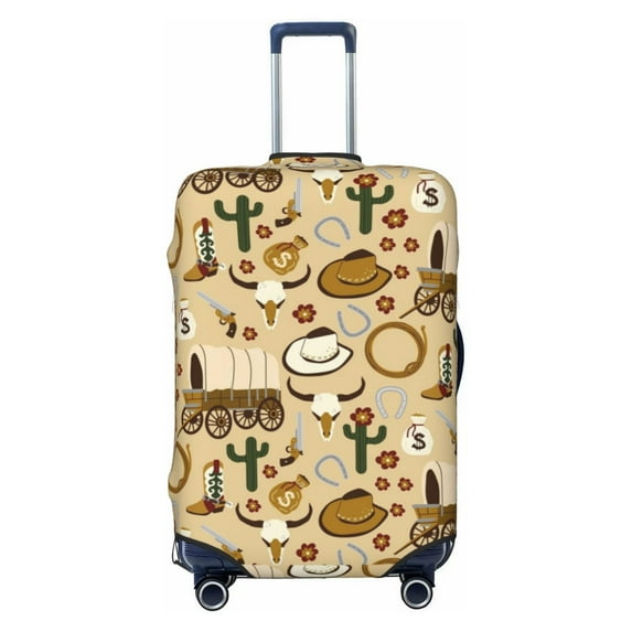 Lsque Wild West Cowboy Printed Luggage Cover, Travel Luggage Protector,Scratch and Dirt Resistant, Fits 18-32 Inch Luggage - Medium