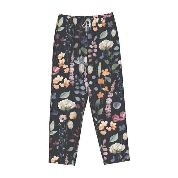 Lsque Wildflower Watercolor 1 Print Women's Pajama Pants, Lounge Pant - Comfortable Home Wear,Elastic Waistband, Stylish Design-Small