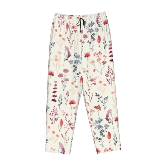 Lsque Wildflower Watercolor 3 Print Women's Pajama Pants, Lounge Pant - Comfortable Home Wear,Elastic Waistband, Stylish Design-Medium