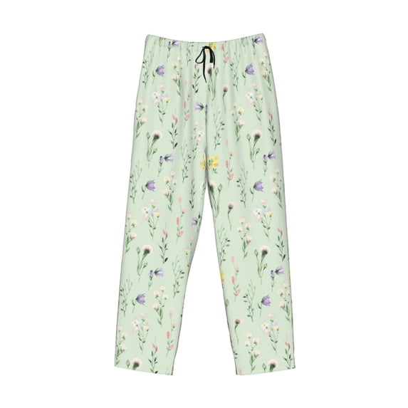 Lsque Wildflower Watercolor 5 Print Men's Pajama Pants, Lounge Pant - Comfortable Home Wear,Elastic Waistband, Stylish Design-X-Large