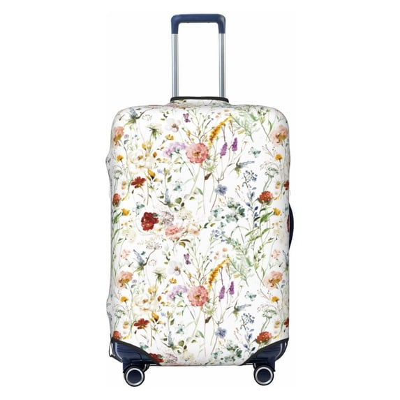 Lsque Wildflower Watercolor Printed Luggage Cover, Travel Luggage Protector,Scratch and Dirt Resistant, Fits 18-32 Inch Luggage - X-Large