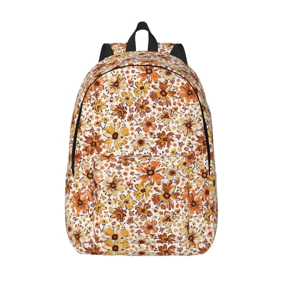 Lsque Wildflowers Vintage Pattern Canvas Daypack, Durable Backpack, High-quality Versatile Backpack,Vintage Compact Backpack-Medium