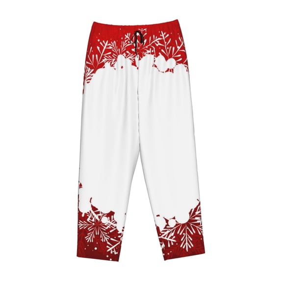 Lsque Winter Christmas Snowflake Print Women's Pajama Pants, Lounge Pant - Comfortable Home Wear,Elastic Waistband, Stylish Design-X-Large