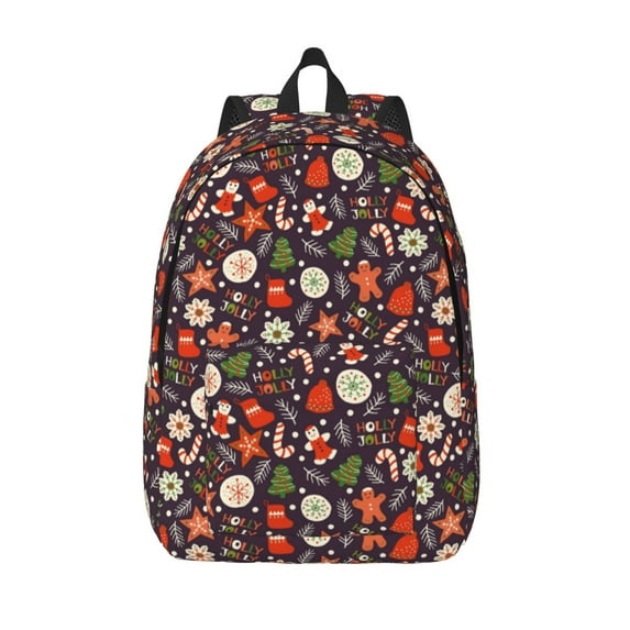 Lsque Winter Holiday Christmas Pattern Canvas Daypack, Durable Backpack, High-quality Versatile Backpack,Vintage Compact Backpack-Small