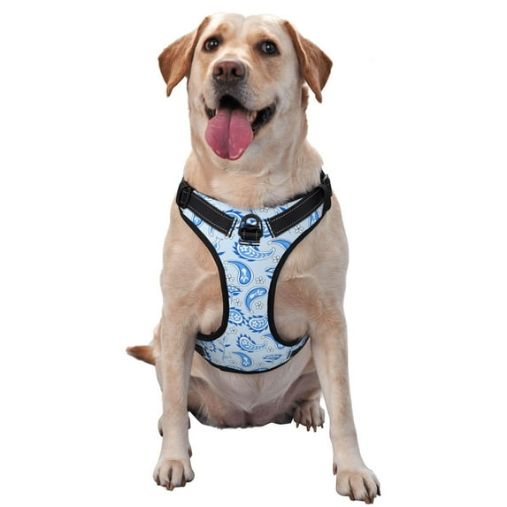 Lsque Winter Paisley Pattern Dog Harness, No-Pull Pet Harness with 2 Leash Clips, Adjustable Soft Padded Dog Vest with Easy Control Handle for Large Dogs-X-Large