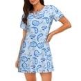 thumbnail image 1 of Lsque Winter Paisley Pattern Pattern Nightgowns for Women Sleep Shirts Short Sleeve Nightshirt Pullover Nightdress Soft Sleepwear Relaxed Fit Nightdress, 1 of 6