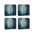 thumbnail image 1 of Lsque Winter Rabbit Pattern 4" Drink Coasters Set of 4, PVC Leather Absorbent Coasters, Table Coaster Set Decorative Coffee Cup Coasters Housewarming Gift -Square, 1 of 6