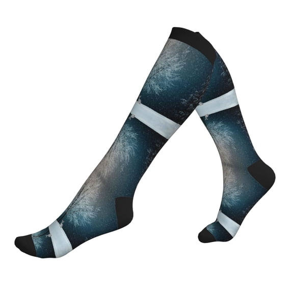 Lsque Winter Rabbit Pattern Sport Compression Socks for Men & Women 15-20 mmHg Knee High Nurse Pregnant Running Medical and Travel Athletic