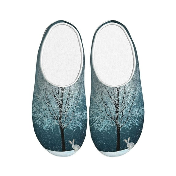 Lsque Winter Rabbit Pattern Womens Comfort Cotton on Scuff With Memory Foam and Anti-skid Sole Slipper-35/36