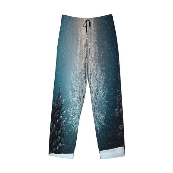 Lsque Winter Rabbit Print Men's Pajama Pants, Lounge Pant - Comfortable Home Wear,Elastic Waistband, Stylish Design-Small