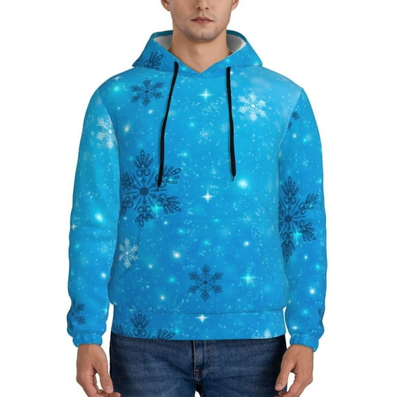 Lsque Winter With Snowflakes Pattern Casual Men's Hoodie,Hooded Sweatshirt with Kangaroo Pocket,Pullover Hoodie-Small
