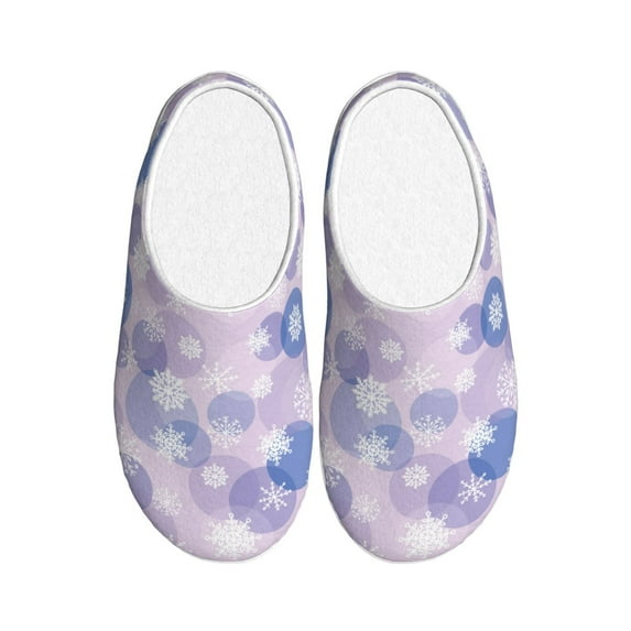 Lsque Winter With Snowflakes Pattern Womens Comfort Cotton on Scuff With Memory Foam and Anti-skid Sole Slipper-39/40