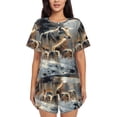 thumbnail image 1 of Lsque Wolf Family Winter Wonderland Women's Short-Sleeved Pajama Set - 2 Piece Soft and Lightweight Sleepwear Set-Small, 1 of 9