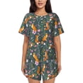 thumbnail image 1 of Lsque Wolf Fox In Flower Forest Women's Short-Sleeved Pajama Set - 2 Piece Soft and Lightweight Sleepwear Set-Large, 1 of 9