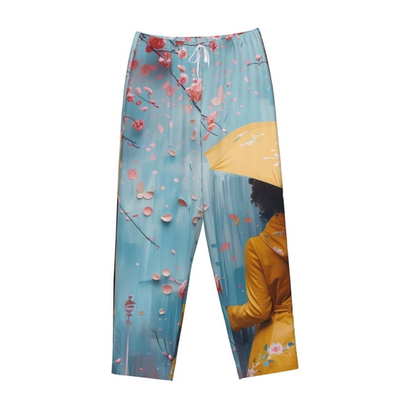 Lsque Woman Under Blossoming Tree Print Women's Pajama Pants, Lounge Pant - Comfortable Home Wear,Elastic Waistband, Stylish Design-Medium