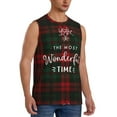 thumbnail image 1 of Lsque Wonderful Time Christmas Print Men's Cotton Blend Sleeveless Muscle Shirts (S-3XL)- Moisture Wicking, Odor Protection, UPF 30+,Small, 1 of 8