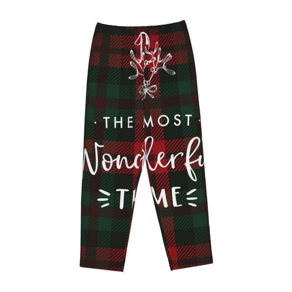 Lsque Wonderful Time Christmas Print Women's Pajama Pants, Lounge Pant - Comfortable Home Wear,Elastic Waistband, Stylish Design-XX-Large