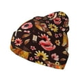 thumbnail image 1 of Lsque Woodland Creatures Floral Pattern Knitted Beanie, Unisex Winter Hat, Knit Hat Winter Beanies Thick Fisherman Beanies Cuffed Plain Skull Caps, 1 of 6