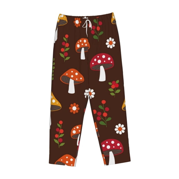 Lsque Woodland Mushroom Print Women's Pajama Pants, Lounge Pant - Comfortable Home Wear,Elastic Waistband, Stylish Design-XX-Large