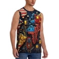 thumbnail image 1 of Lsque World Map Of Digital Circuits Print Men's Cotton Blend Sleeveless Muscle Shirts (S-3XL)- Moisture Wicking, Odor Protection, UPF 30+,Small, 1 of 8