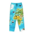 thumbnail image 1 of Lsque World Map With Animals Landmarks Print Women's Pajama Pants, Lounge Pant - Comfortable Home Wear,Elastic Waistband, Stylish Design-XX-Large, 1 of 9