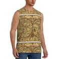 thumbnail image 1 of Lsque World Map1 Print Men's Cotton Blend Sleeveless Muscle Shirts (S-3XL)- Moisture Wicking, Odor Protection, UPF 30+,3X-Large, 1 of 8