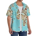 thumbnail image 1 of Lsque World Travel Line Icons Map print Men's Cuban Collar Short Sleeve Shirt Summer Beachwear Casual Button Down Fashionable Vacation Leisure Shirt-Medium, 1 of 7