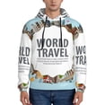 thumbnail image 1 of Lsque World Travel Pattern Casual Men's Hoodie,Hooded Sweatshirt with Kangaroo Pocket,Pullover Hoodie-4X-Large, 1 of 7