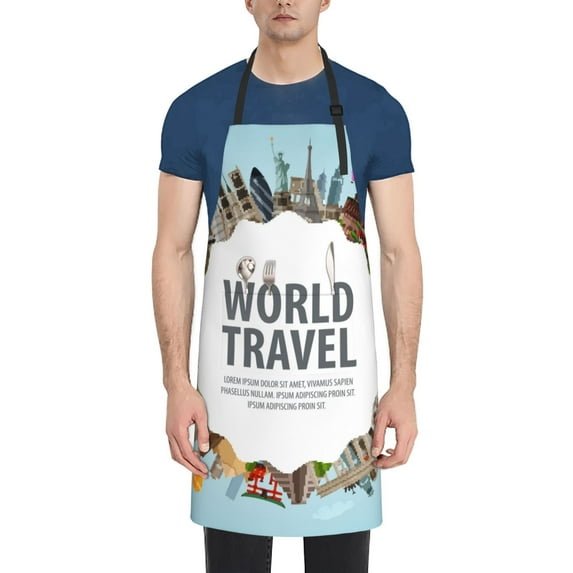 Lsque World Travel Waterproof Apron Chef Aprons for Men Heavy Duty Chemical Work Apron Extra Long Grilling Aprons with Adjustable Bib Apron