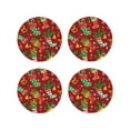 thumbnail image 1 of Lsque X-mas and New Year Pattern 4" Drink Coasters Set of 4, PVC Leather Absorbent Coasters, Table Coaster Set Decorative Coffee Cup Coasters Housewarming Gift -Round Shape, 1 of 6
