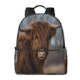thumbnail image 1 of Lsque Yak Pattern Backpack – School Travel Canvas Daypack with Ergonomic Padded Straps, Multiple Compartments & Leather Handle, 1 of 5
