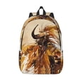 thumbnail image 1 of Lsque Yak Pattern Canvas Daypack, Durable Backpack, High-quality Versatile Backpack,Vintage Compact Backpack-Medium, 1 of 6