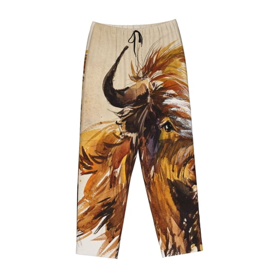 Lsque Yak Print Women's Pajama Pants, Lounge Pant - Comfortable Home Wear,Elastic Waistband, Stylish Design-XX-Large