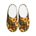 thumbnail image 1 of Lsque Yellow Black Plaid Sunflower Pattern Womens Comfort Cotton on Scuff With Memory Foam and Anti-skid Sole Slipper-42/43, 1 of 7