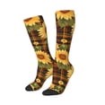 thumbnail image 1 of Lsque Yellow Black Plaid Sunflower Printed Crew Socks Men's Women's LightWeight Thin Casual Calf Socks ,Knee High Socks,Cotton Socks, 1 of 9