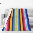 thumbnail image 1 of Lsque Yellow Blue Mexican Blanket Stripes Pattern Fuzzy Fleece Throw Blanket Extra Large,Super Soft,Fluffy and Warm Blankets for Couch,Bed,All Season Use-50"x40", 1 of 7