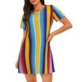 thumbnail image 1 of Lsque Yellow Blue Mexican Blanket Stripes Pattern Nightgowns for Women Sleep Shirts Short Sleeve Nightshirt Pullover Nightdress Soft Sleepwear Relaxed Fit Nightdress, 1 of 6