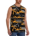 thumbnail image 1 of Lsque Yellow Excavator Print Men's Cotton Blend Sleeveless Muscle Shirts (S-3XL)- Moisture Wicking, Odor Protection, UPF 30+,XX-Large, 1 of 8