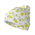 thumbnail image 1 of Lsque Yellow Lemon Leaves Pattern Knitted Beanie, Unisex Winter Hat, Knit Hat Winter Beanies Thick Fisherman Beanies Cuffed Plain Skull Caps, 1 of 6