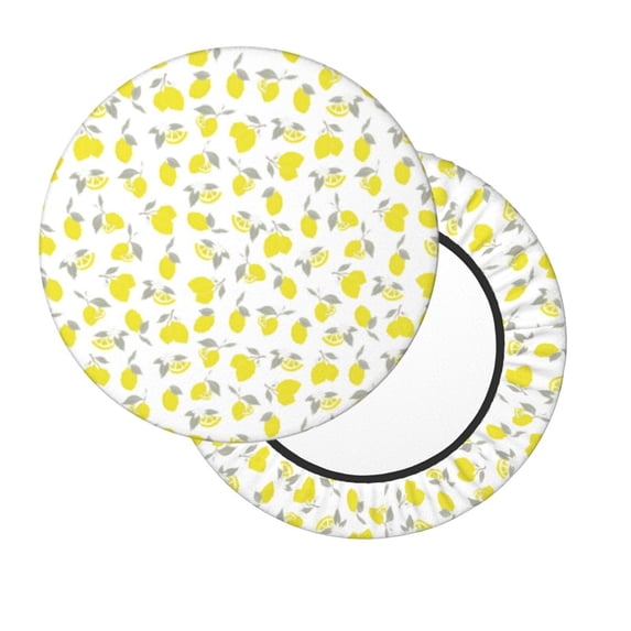 Lsque Yellow Lemon Leaves Round Bar chair cushion covers Velvet Fabric Premium Comfort Protects from Scratches and Stains for 14-17 Inch Chair- 13 inch