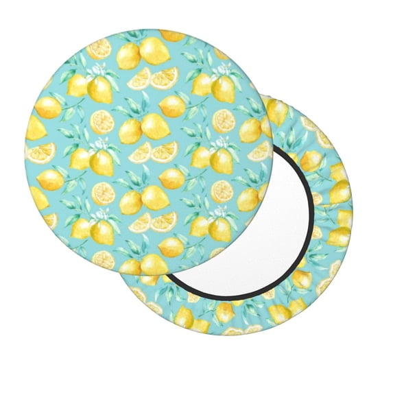 Lsque Yellow Lemon Round Bar chair cushion covers Velvet Fabric Premium Comfort Protects from Scratches and Stains for 14-17 Inch Chair- 13 inch