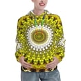 thumbnail image 1 of Lsque Yellow Mandala Pattern Casual Women's Hoodie,Hooded Sweatshirt with Kangaroo Pocket,Pullover Hoodie with Eye-catching Drawstrings-Large, 1 of 7