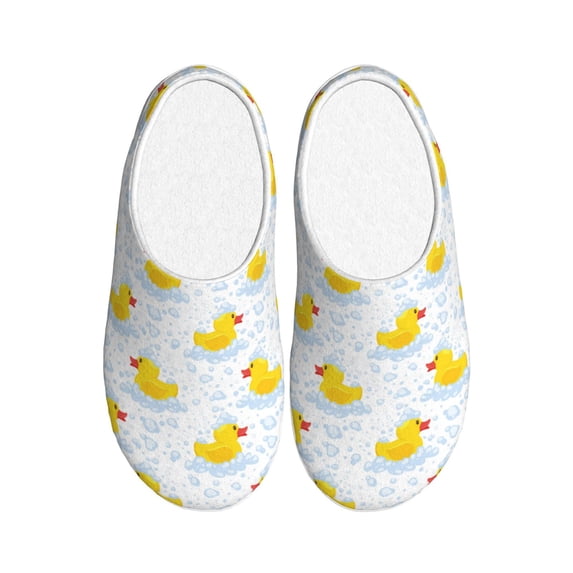 Lsque Yellow Rubber Duck Pattern Womens Comfort Cotton on Scuff With Memory Foam and Anti-skid Sole Slipper-37/38