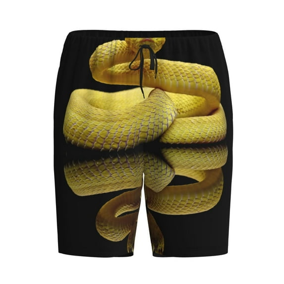 Lsque Yellow White-Lipped Pit Viper Mens Sleep Pajama Shorts,Short Pajama Pants, Cotton Ultra-Soft Knit-X-Large