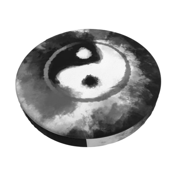 Lsque Yin And Yang Pattern Round Bar chair cushion covers Velvet Fabric Premium Comfort Protects from Scratches and Stains for 14-17 Inch Chair-14 inch