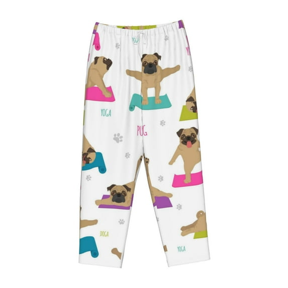 Lsque Yoga Dogs Poses Print Women's Pajama Pants, Lounge Pant - Comfortable Home Wear,Elastic Waistband, Stylish Design-Medium