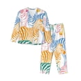thumbnail image 1 of Lsque Zebra Colourful Pattern Long Sleeve Pajama Set for Women - Soft 2-Piece Sleepwear and Loungewear Set with Pockets, Comfy Nightwear-Medium, 1 of 7
