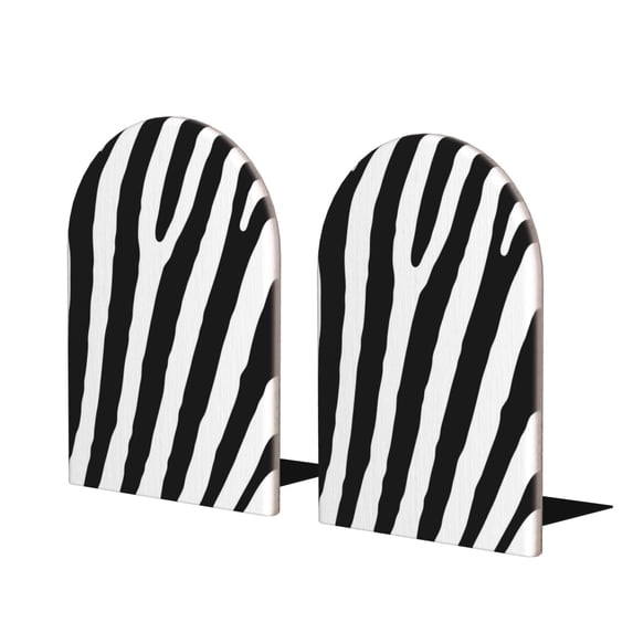 Lsque Zebra Printed Wood Bookends,Non-Skid Bookend for Shelves,Heavy Duty Support Bookends,Non-Slip Foam Pads for Office, Home, and Library,1 Pair