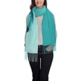 thumbnail image 1 of Lsque a Teal Ribbonin Pattern Women's Traditional Scarf Wrap Tassel Shawl Fringes Neck Head Shawl Retro Scarf, 1 of 8